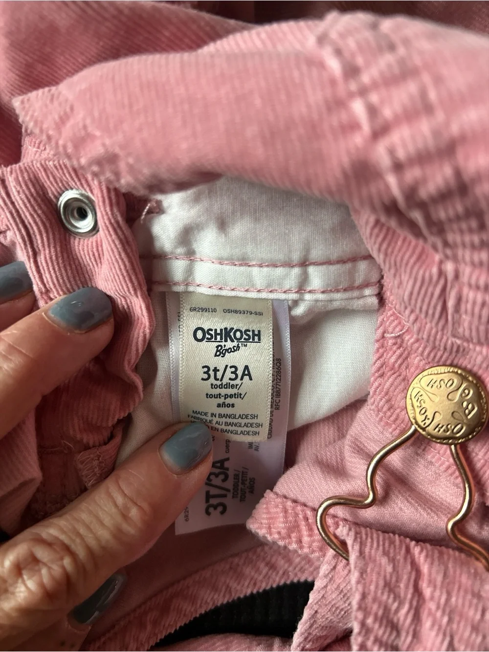 Oshkosh Kids Pink Corduroy Overalls - OshKosh B'gosh